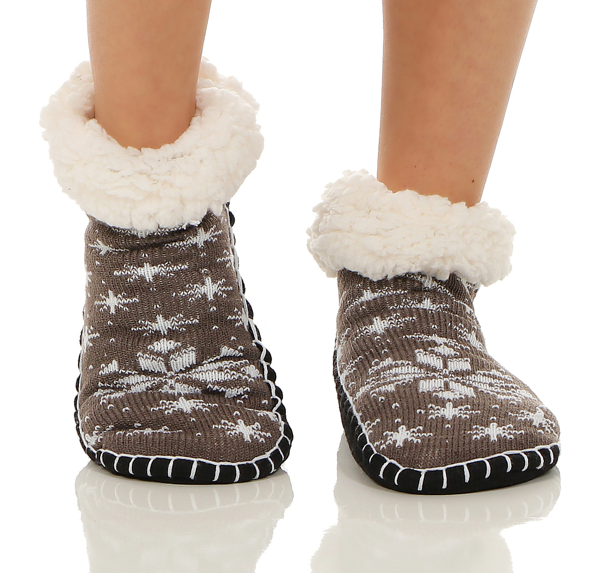 Damen Hüttensocken Winter - Rutschfeste Kuschelsocken Mit Anti-Rutsch-Sohle