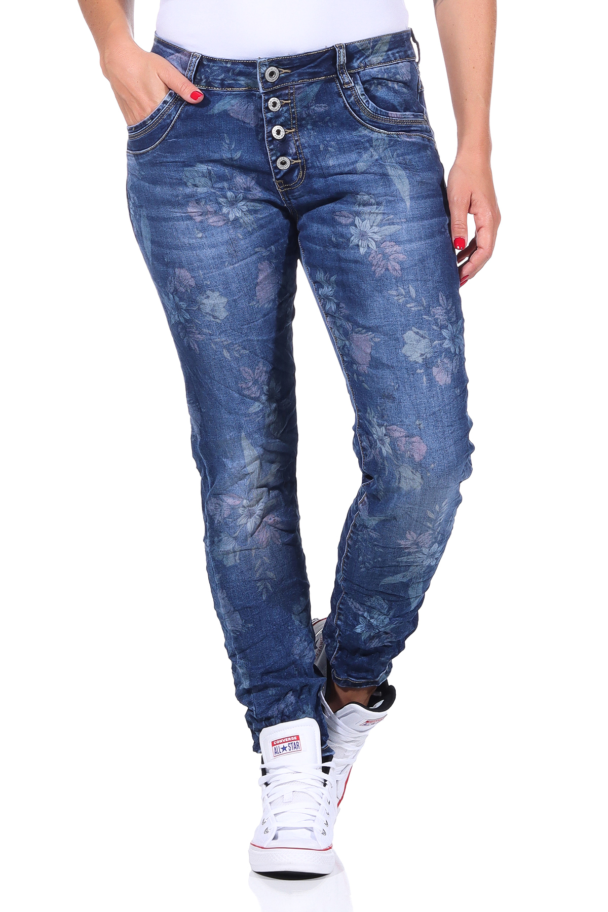 Karostar Damen Jeans Hüfthose Boyfriend Pants Chino lange Hose Denim Jeanshose58 - Bild 15 von 17