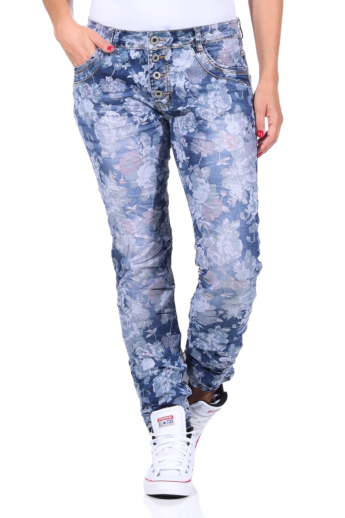 Karostar Damen Jeans Hüfthose Boyfriend Pants Chino lange Hose Denim Jeanshose58 - Bild 16 von 17