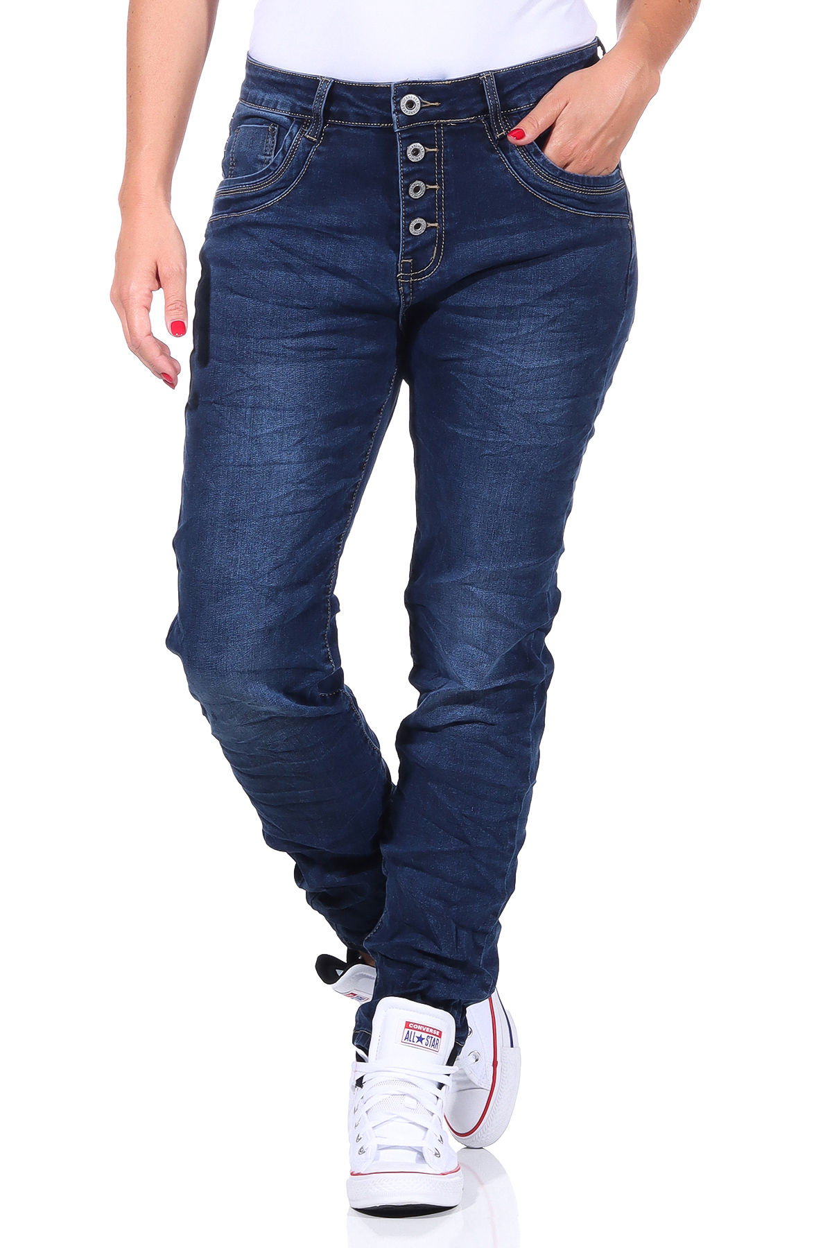 Karostar Damen Jeans Hüfthose Boyfriend Pants Chino lange Hose Denim Jeanshose58 - Bild 17 von 17