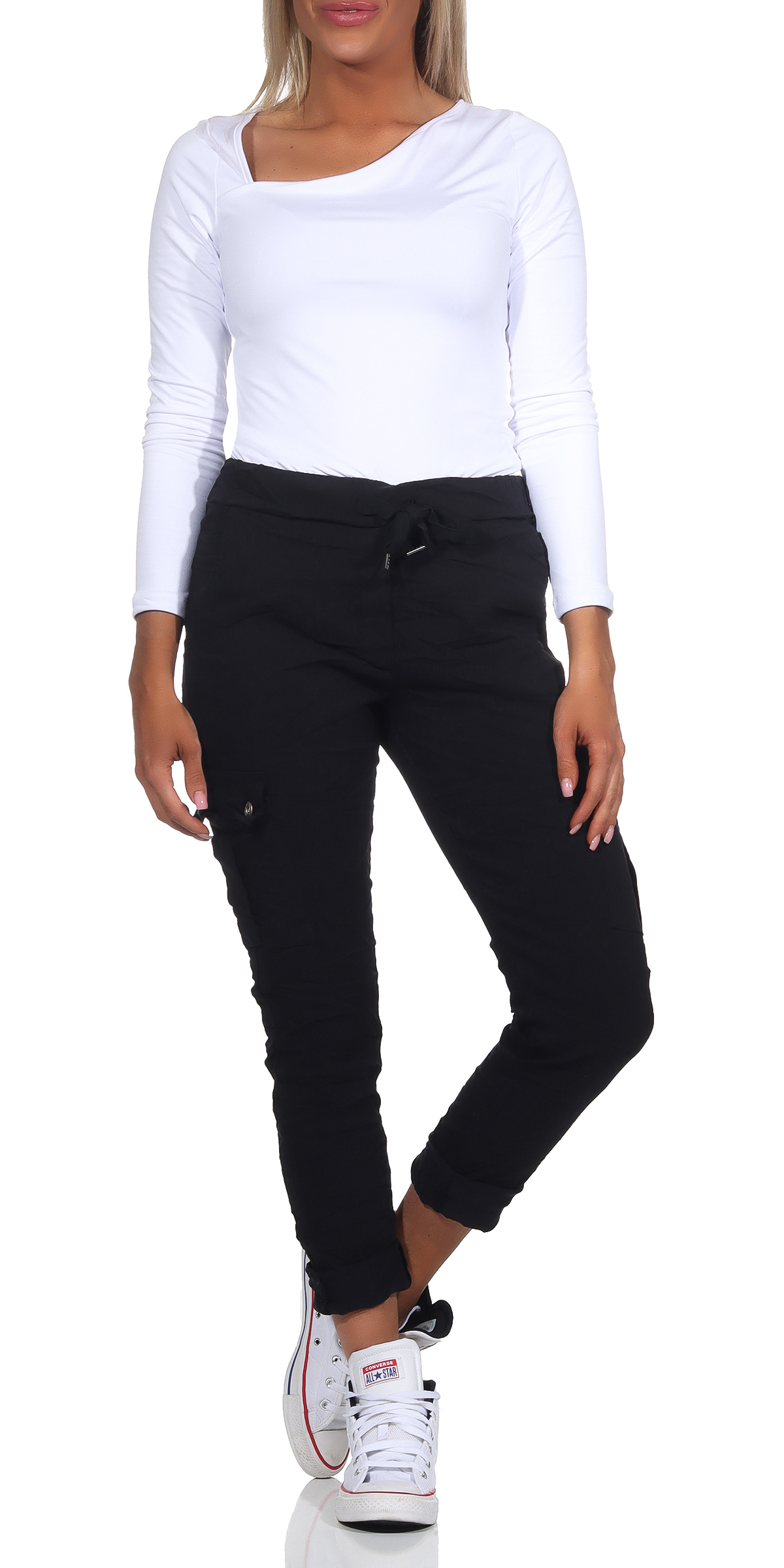 Pantalones de mujer para correr pantalones de cadera CargoJeans Boyfriend Holggy denim deporte deslizamiento chino - Imagen 14 de 17