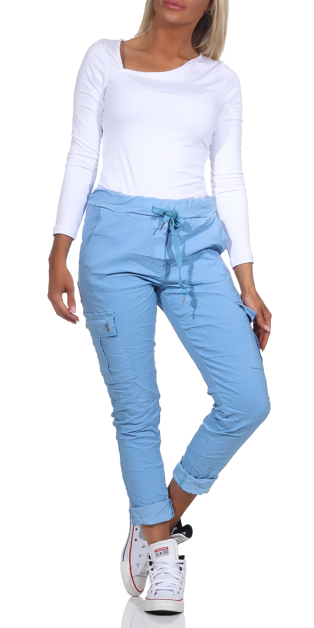 Pantalones de mujer para correr pantalones de cadera CargoJeans Boyfriend Holggy denim deporte deslizamiento chino - Imagen 16 de 17