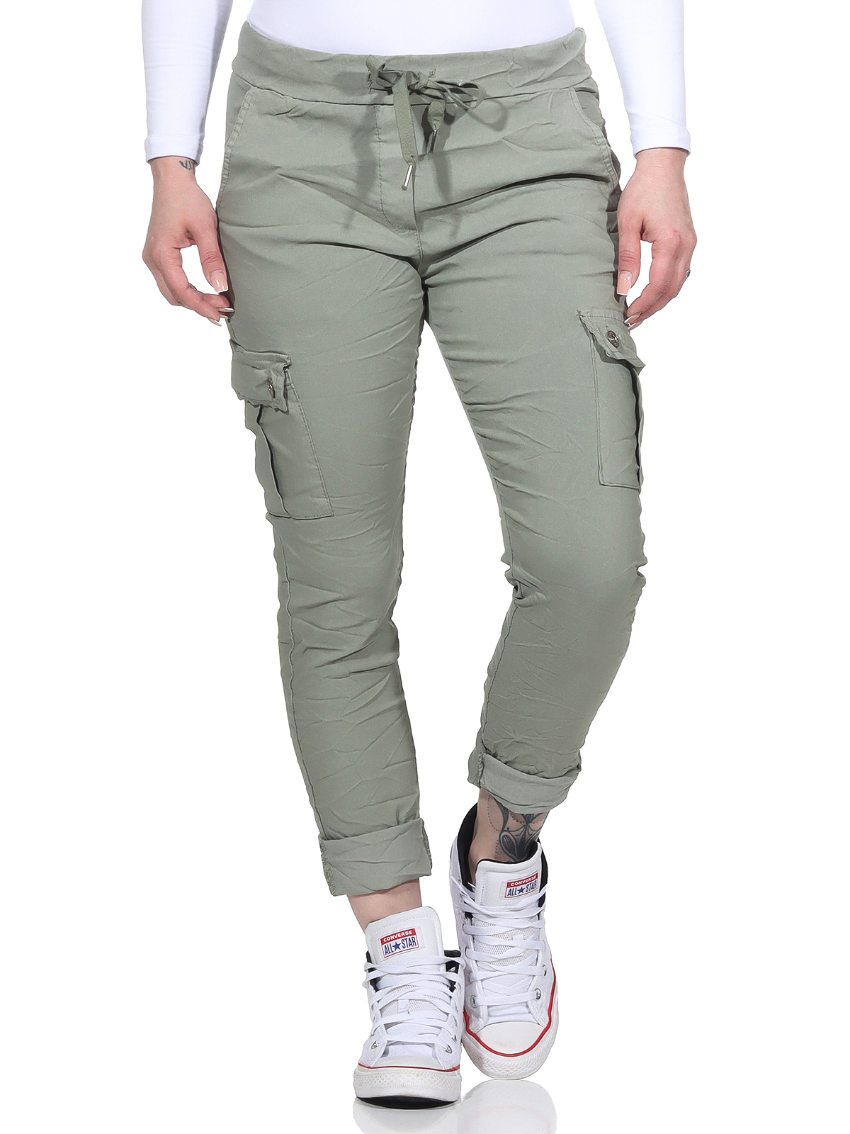 Pantalones de mujer para correr pantalones de cadera CargoJeans Boyfriend Holggy denim deporte deslizamiento chino - Imagen 13 de 17