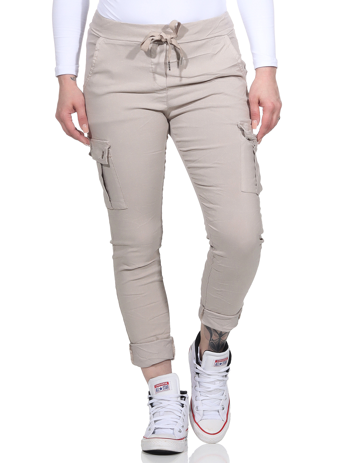 Pantalones de mujer para correr pantalones de cadera CargoJeans Boyfriend Holggy denim deporte deslizamiento chino - Imagen 11 de 17