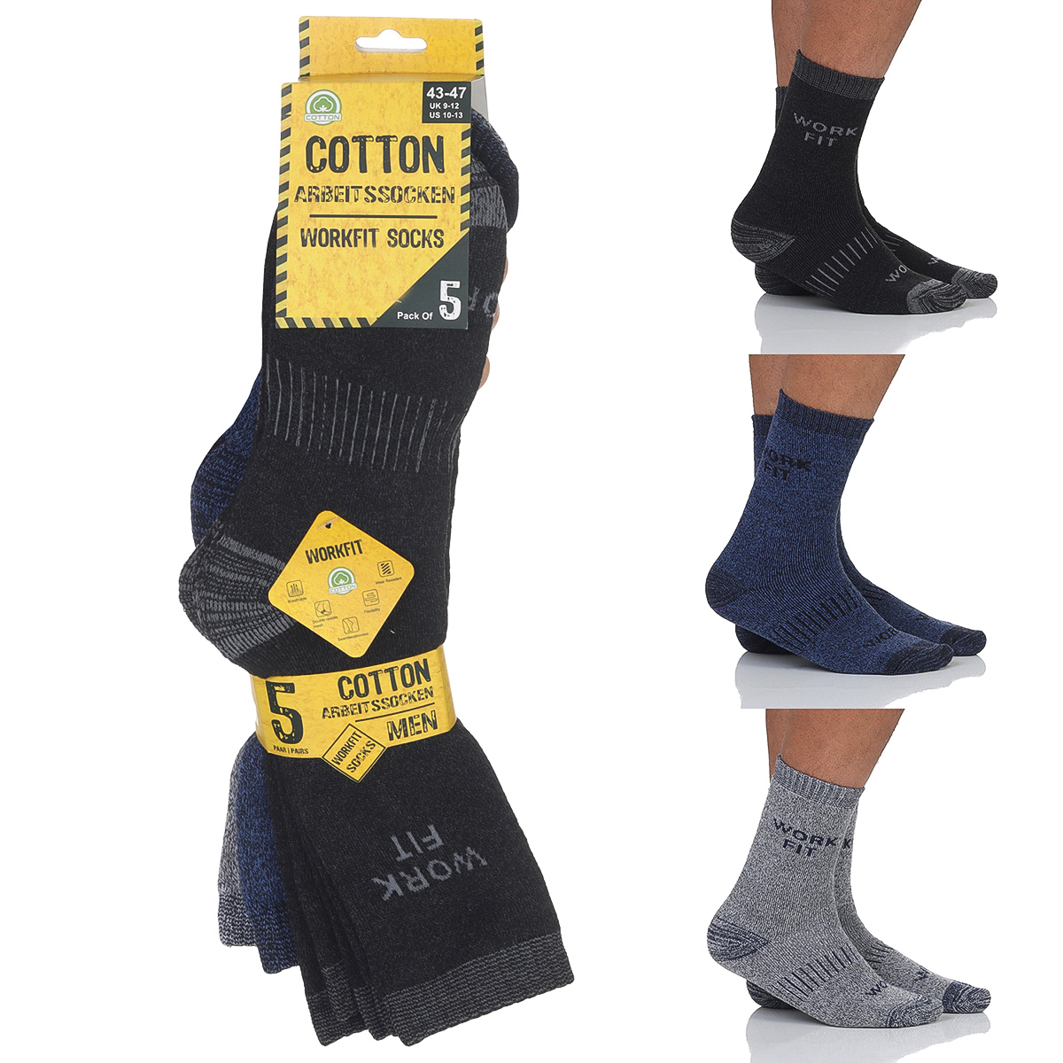 Arbeitssocken Herren Strümpfe Work elastisch Komfortbund Stiefel Sport Baumwolle - Bild 12 von 13