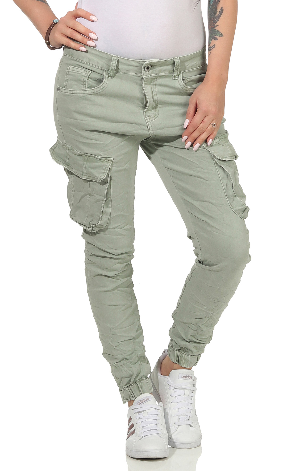 JEWELLY DONNA PANTALONE Cargo Pantaloni lunghi cavallo basso Jeans Stretch  hüftjeans Cargo Jeans Boyfriends EUR 34,99 - PicClick IT
