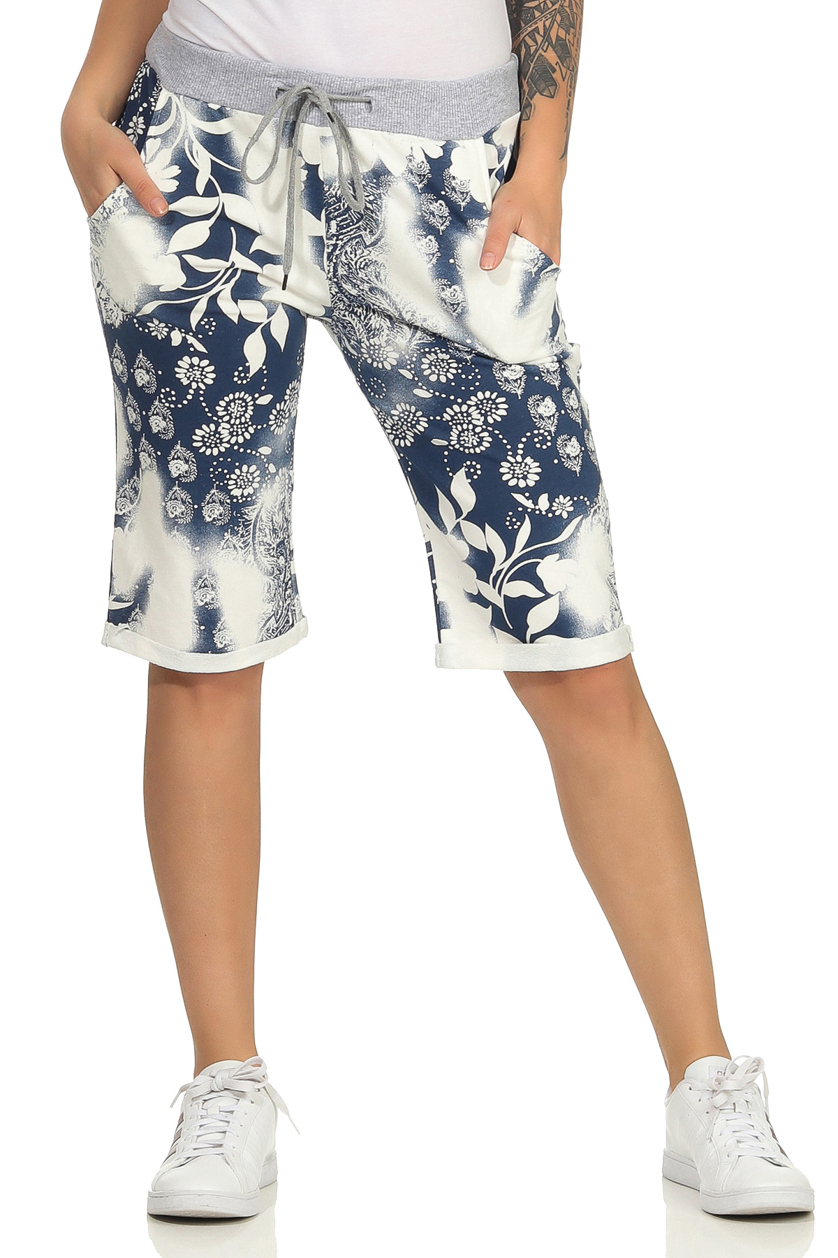 Damen Bermuda kurze Hose Sweat Pants Capri Shorts Jogginghose Chino Stoffhose 98 - Picture 18 of 23