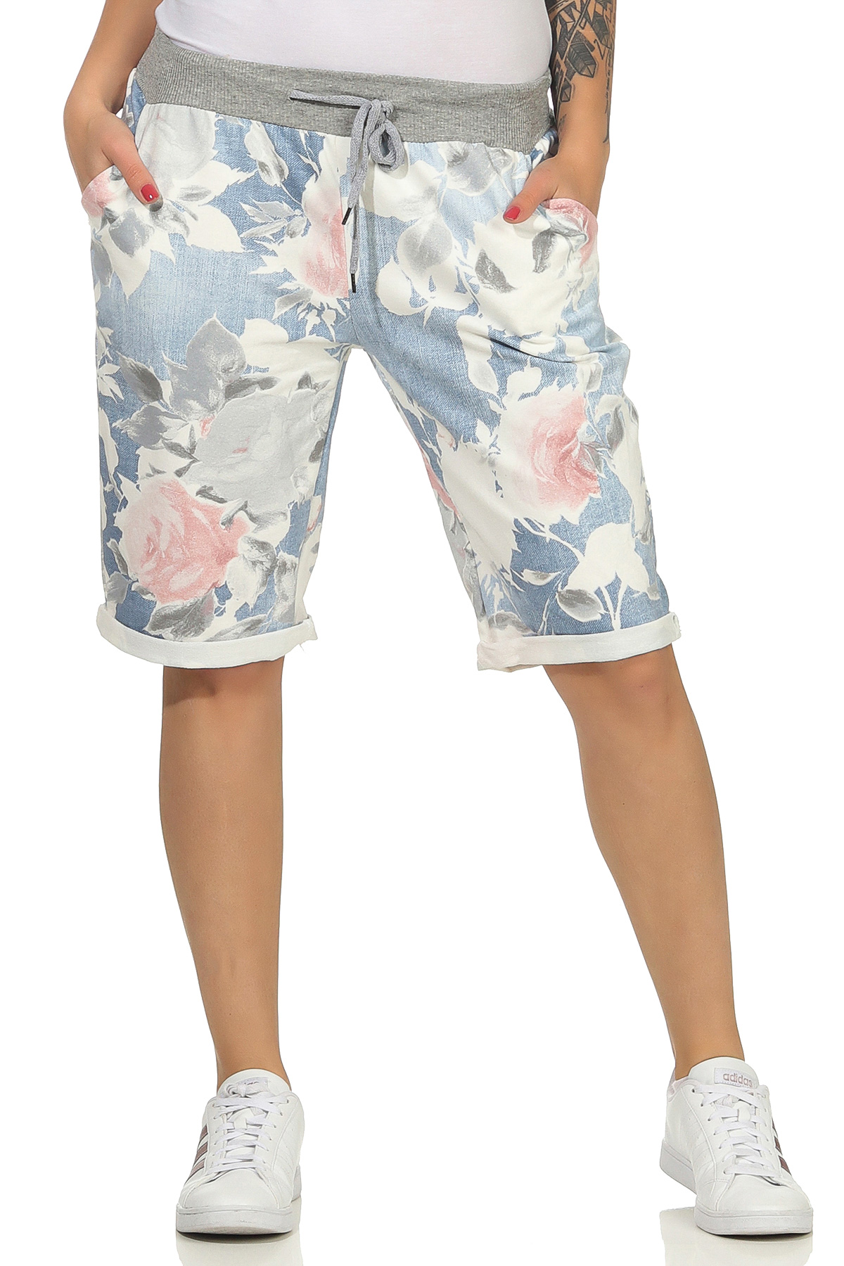 Damen Bermuda Shorts Hose Capri kurze Chino Sommer Stoffhose Fitness Jogging 30 - Bild 11 von 21