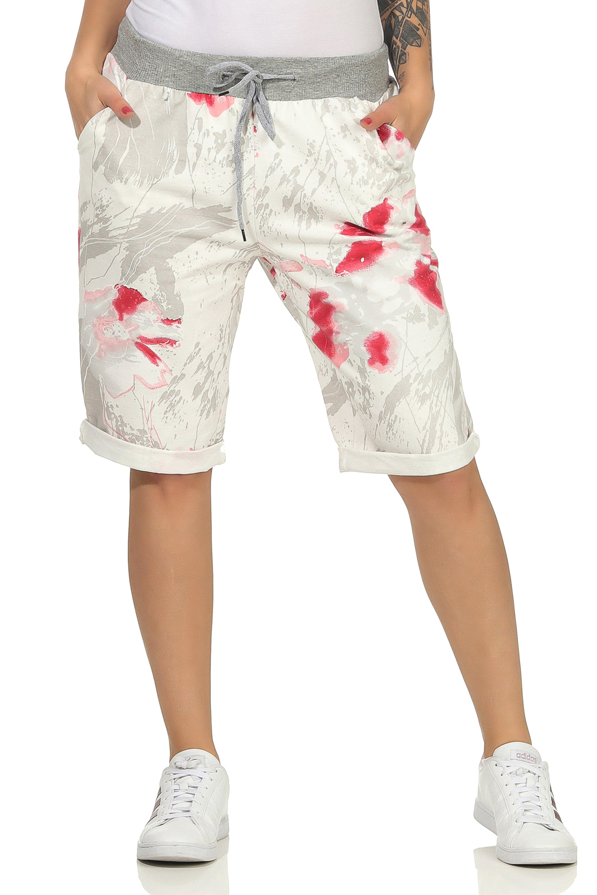 Damen Bermuda Shorts Hose Capri kurze Chino Sommer Stoffhose Fitness Jogging 30 - Bild 12 von 21
