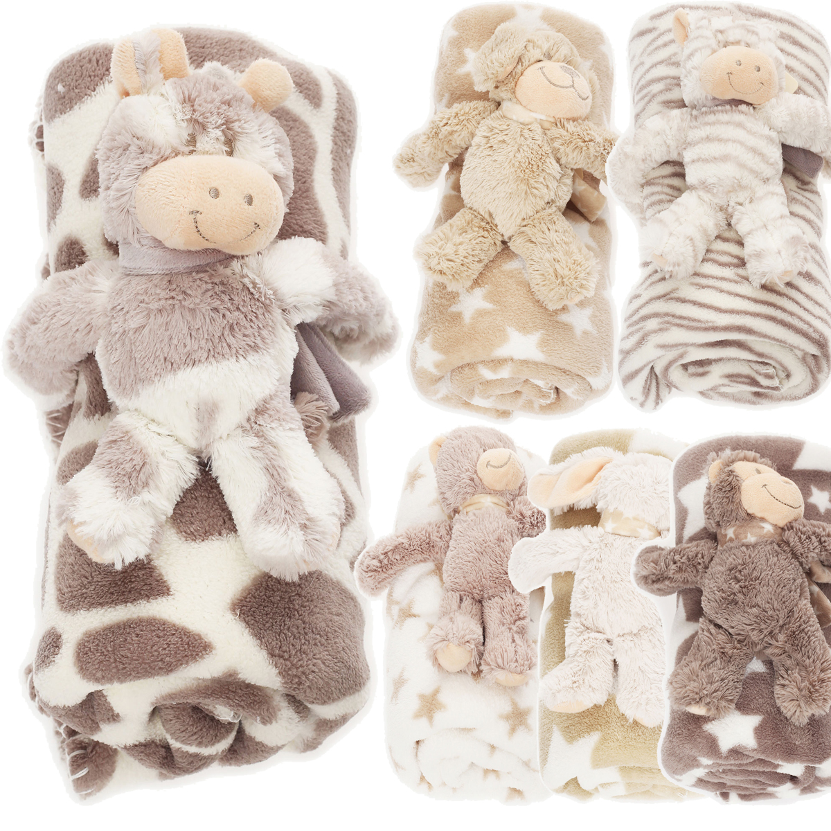 BABYLUX Kuscheldecke 100 x 150 cm Decke Kinderdecke 124. Africa Tiere + Kissen