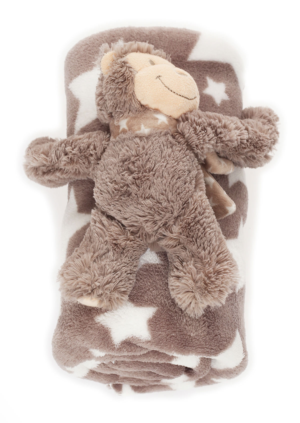 Antonio Baby Plüsch Decke mit Kuh Stofftier braun 